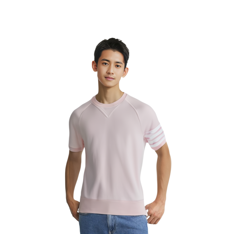 Sizing トムブラウン ストライプ ショートスリーブ ニット クルーネック セーター MJT295A-06452-680