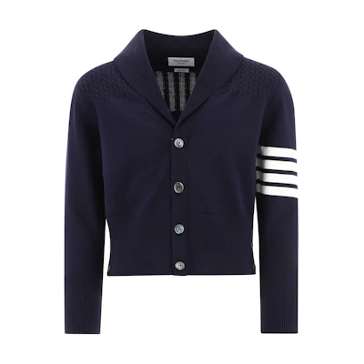 Thom Browne Striped Single-Breasted Sweater Navy Blue. MKC418A-Y3006-415