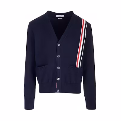 Thom Browne Striped Single-Breasted V-Neck Knit Cardigan Blue MKC530A-Y3017-415
