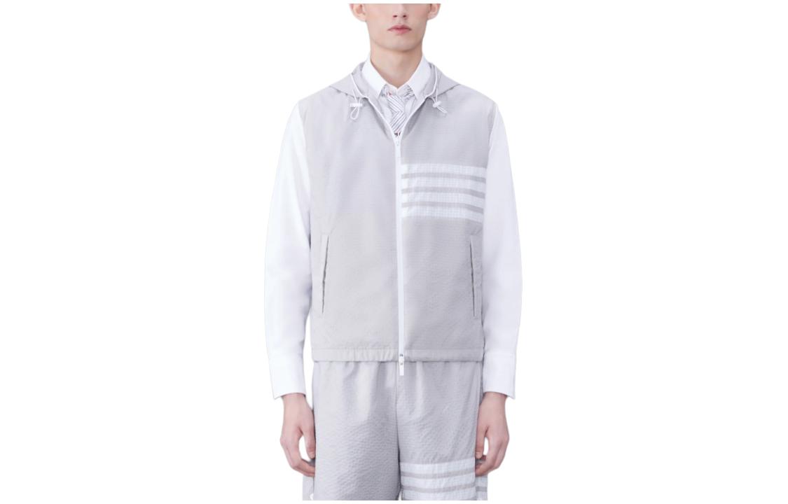 Order Thom Browne 条纹无袖连帽背心 - 灰色 MJV007A-F0517-055