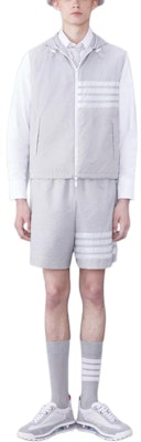 Thom Browne 條紋無袖連帽背心 - 灰色 MJV007A-F0517-055 Shop Thom Browne 條紋無袖連帽背心 - 灰色 MJV007A-F0517-055