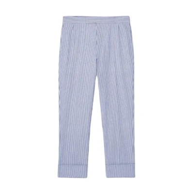 THOM BROWNE Striped Trim Slim Fit Mid-Rise Casual Pants Blue MTC001H-00572-415