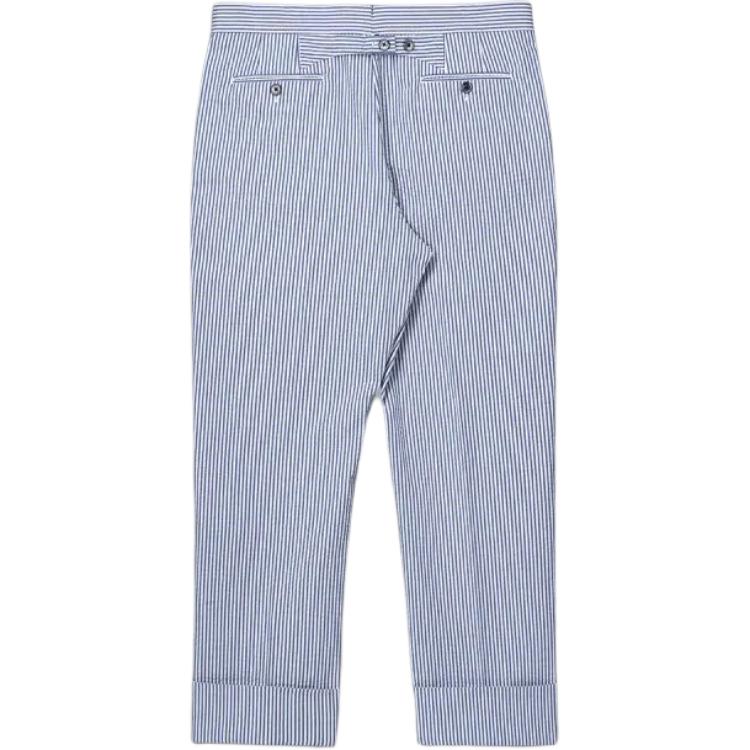 THOM BROWNE  Striped Trim Slim Fit Mid-Rise Casual Pants Blue MTC001H-00572-415 圖 3