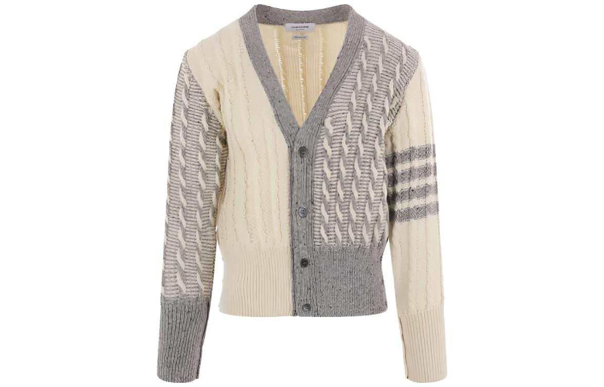 THOM BROWNE  Striped V-Neck Cardigan Sweater MKC486F-Y1506-100