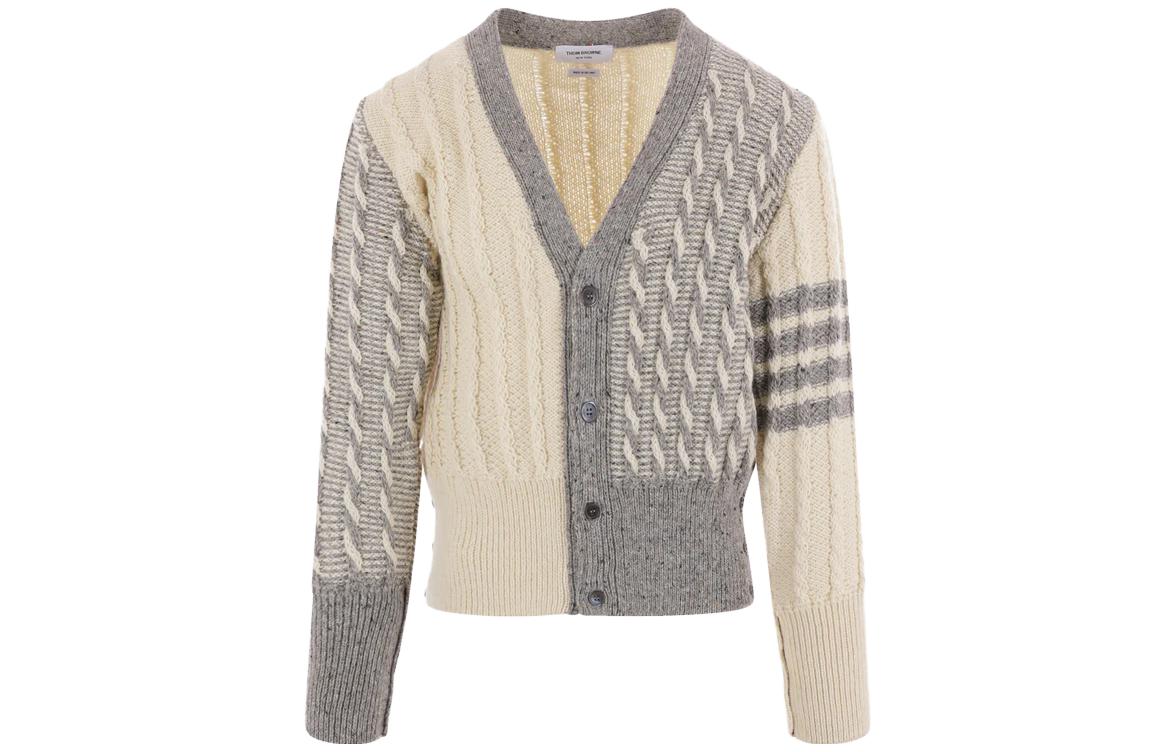 THOM BROWNE  Striped V-Neck Cardigan Sweater MKC486F-Y1506-100 圖 2