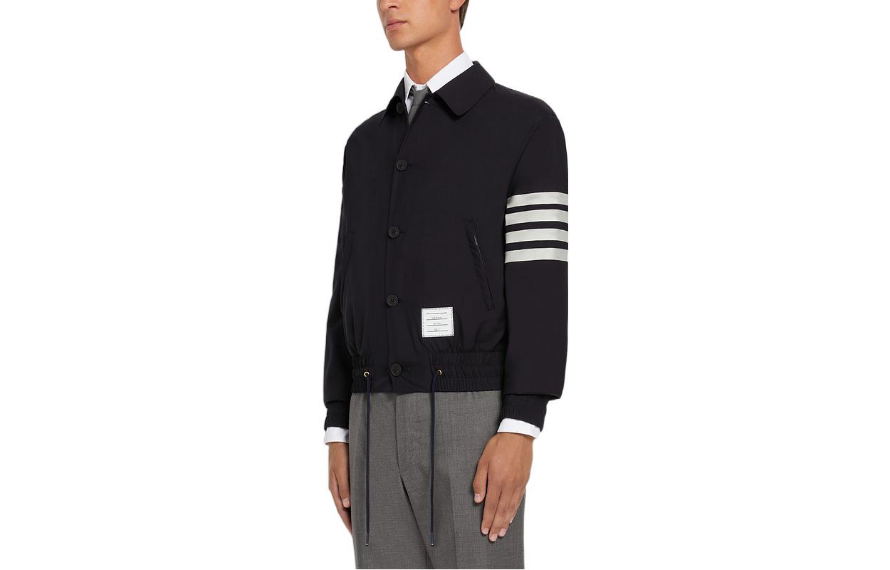 Shop Thom Browne 条纹羊毛飞行员夹克外套. MJO155A-06146-415