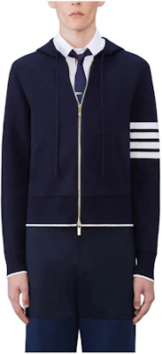 Thom Browne Striped Zip Hoodie Knit Jacket Navy Blue MKT011A-Y3005-415 Buy Thom Browne Striped Zip Hoodie Knit Jacket Navy Blue MKT011A-Y3005-415