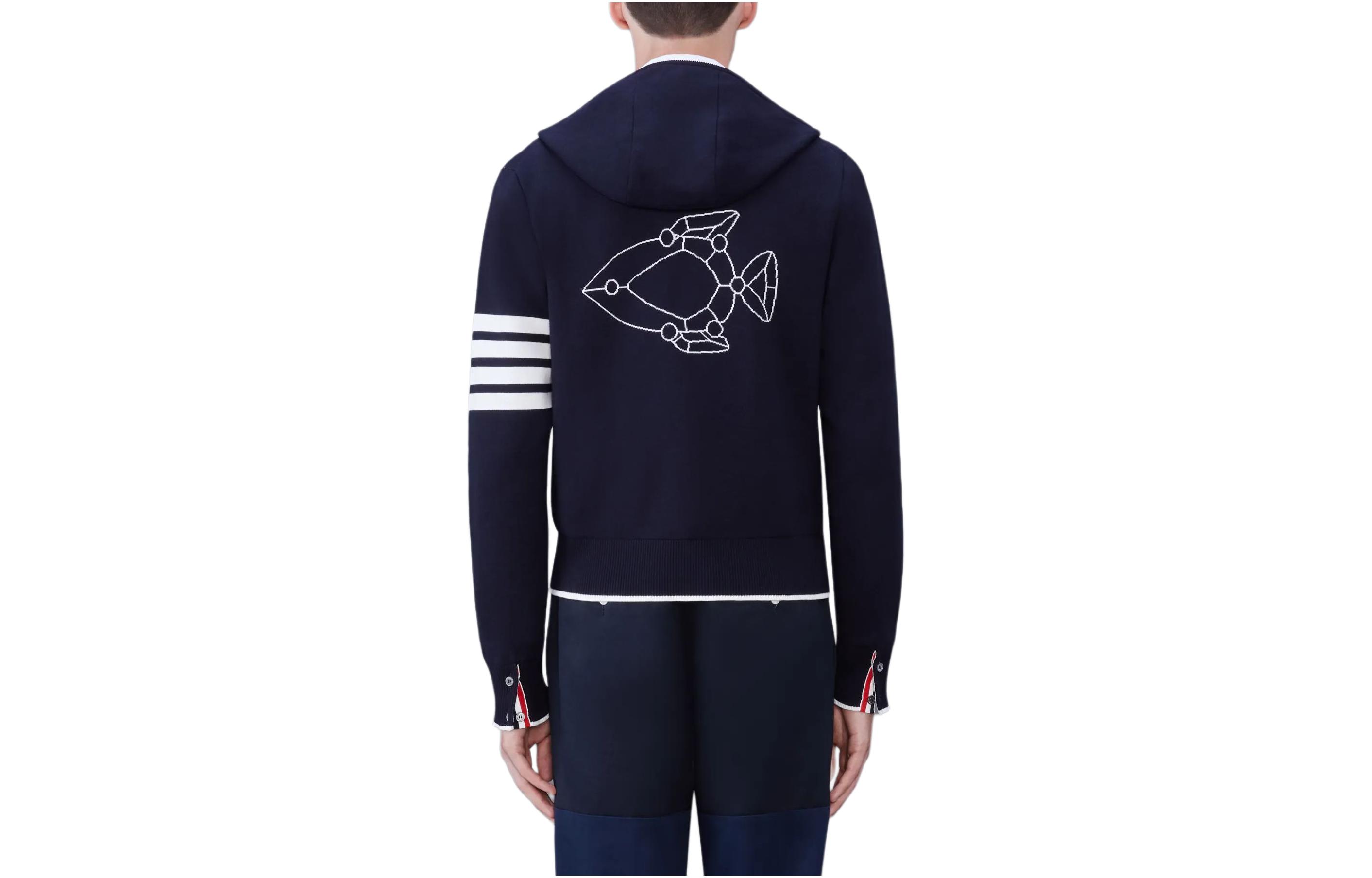 Thom Browne  Striped Zip Hoodie Knit Jacket Navy Blue MKT011A-Y3005-415 圖 3