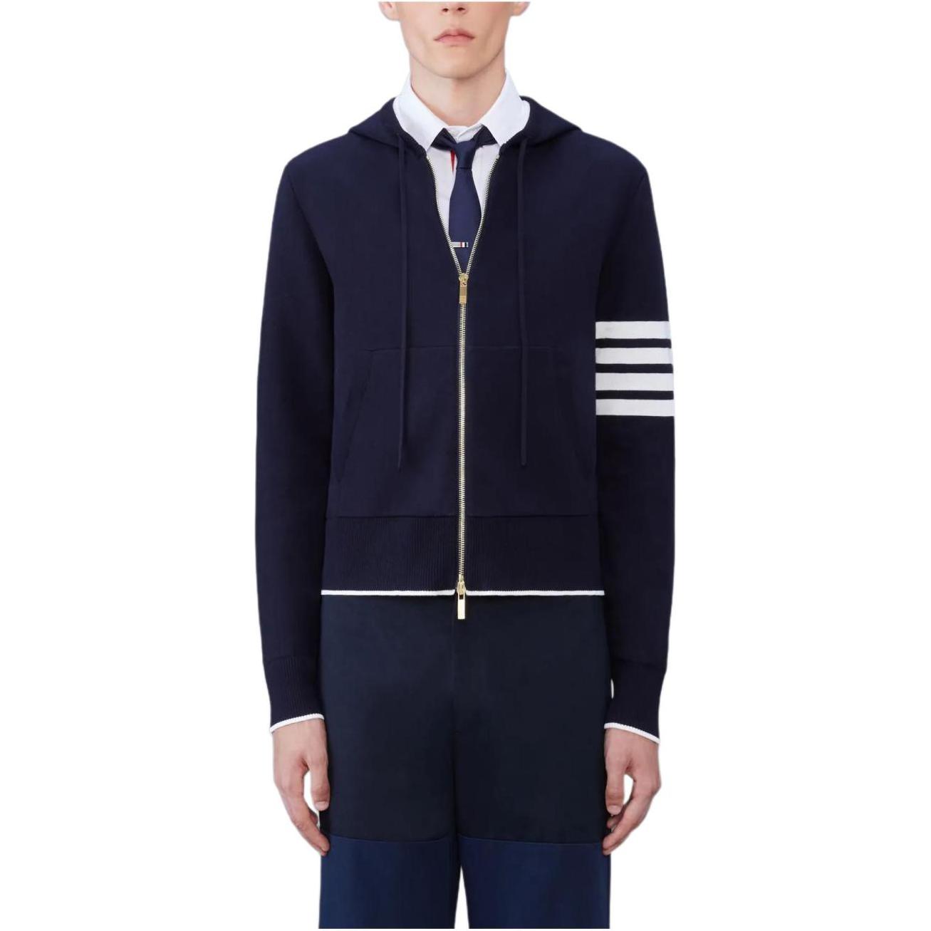 Thom Browne  Striped Zip Hoodie Knit Jacket Navy Blue MKT011A-Y3005-415 圖 5