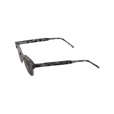 Thom Browne Titanium Oval Sunglasses Grey with Signature Temple Detail. UES702AG0003020