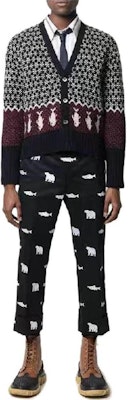 トムブラウン Vネック アニマル柄 ボタン付き ニットカーディガン マルチカラー MKC349A-Y1502-960 Lookbook トムブラウン Vネック アニマル柄 ボタン付き ニットカーディガン マルチカラー MKC349A-Y1502-960