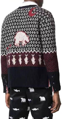 トムブラウン Vネック アニマル柄 ボタン付き ニットカーディガン マルチカラー MKC349A-Y1502-960 Shop トムブラウン Vネック アニマル柄 ボタン付き ニットカーディガン マルチカラー MKC349A-Y1502-960