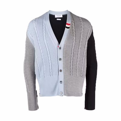 Thom Browne V-Neck Colorblock Knitted Cardigan Sweater - Multicolor MKC513F-Y1024-480
