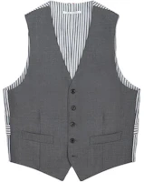 Order THOM BROWNE V-Neck Striped Sleeveless Vest in Mid Grey. MVC001A-00626-035