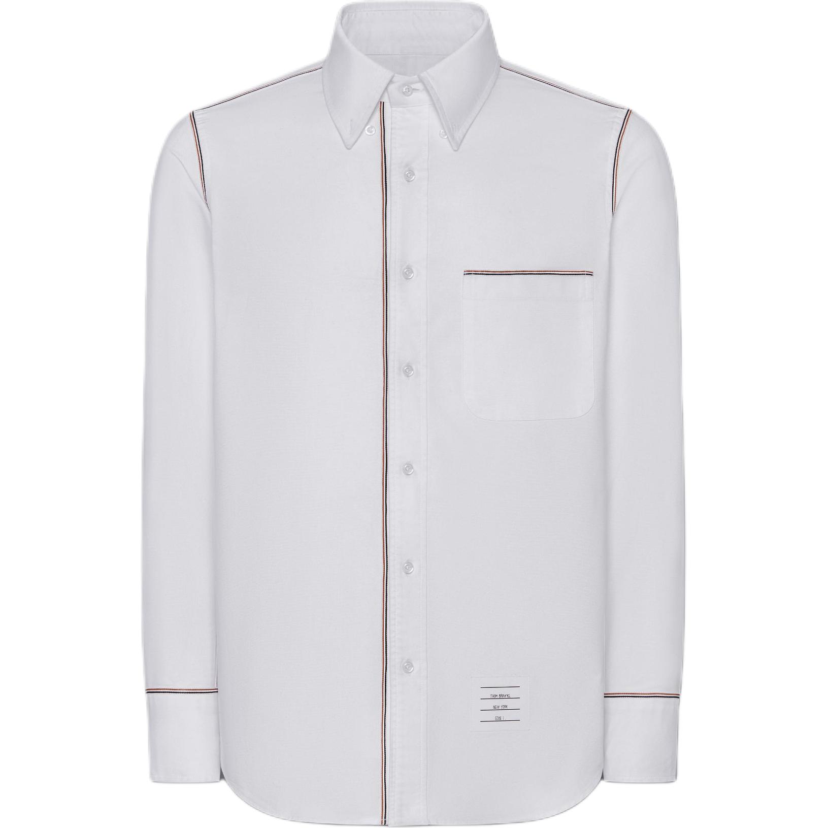 THOM BROWNE  White Button-Down Collar Plain Long Sleeve Shirt MWL406A-F0313-100