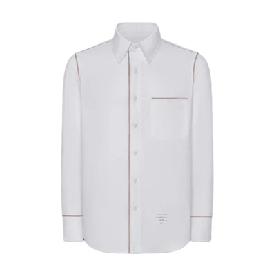 THOM BROWNE White Button-Down Collar Plain Long Sleeve Shirt MWL406A-F0313-100
