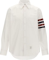 Thom Browne White Colorblock Slim Fit Long Sleeve Shirt. MWL374CF0672100 Thom Browne White Colorblock Slim Fit Long Sleeve Shirt. MWL374CF0672100