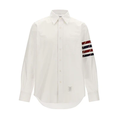 Thom Browne White Colorblock Slim Fit Long Sleeve Shirt. MWL374CF0672100