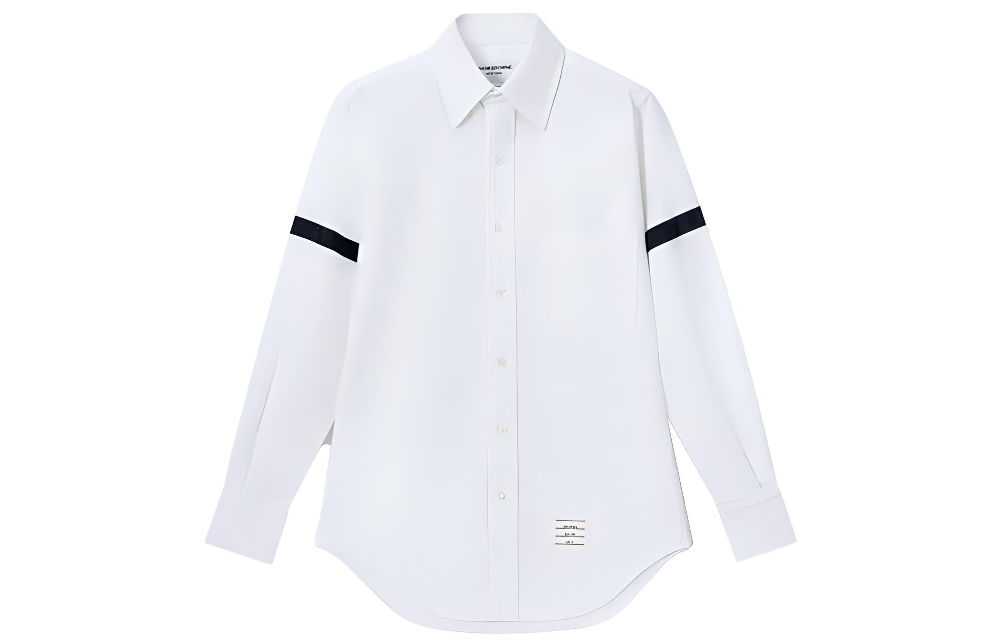 THOM BROWNE  White Patchwork Single-Breasted Shirt Spring Fall MWL150B-06177-992