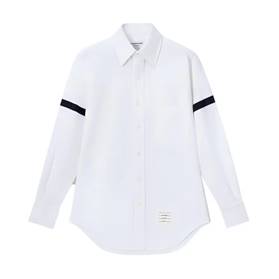THOM BROWNE White Patchwork Single-Breasted Shirt Spring Fall MWL150B-06177-992