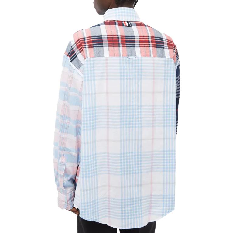 Shop THOM BROWNE Kemeja Putih Corak Plaid Gaya Moden Lelaki. MWL346F-F0171-960