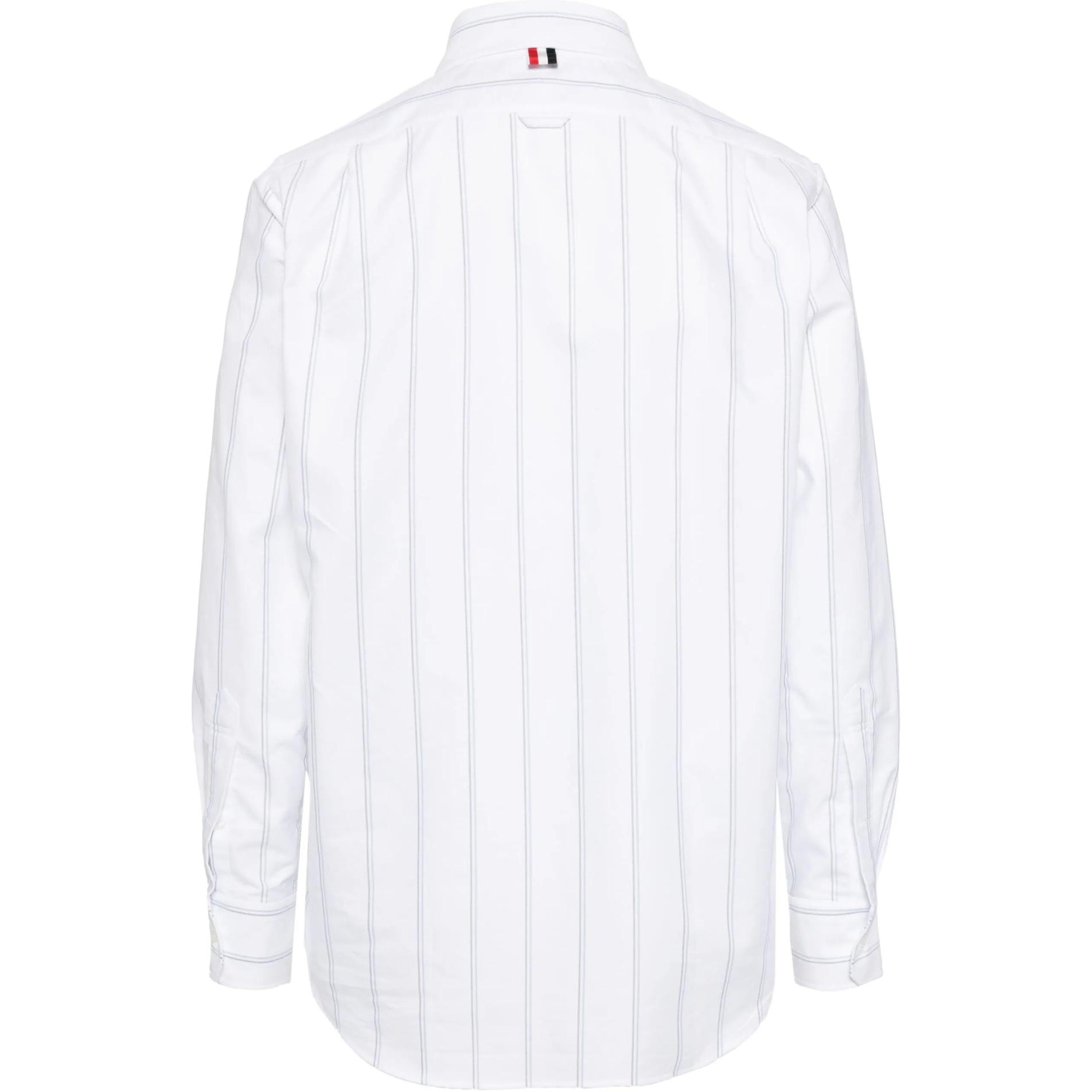 THOM BROWNE  White Rose Embroidered Stripe Button-Up Long Sleeve Shirt MWL272E-E1055-100 圖 3