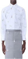 Thom Browne White Shirt with Whale and Boat Embroidery Design MWL001E-E0641-100 Thom Browne White Shirt with Whale and Boat Embroidery Design MWL001E-E0641-100