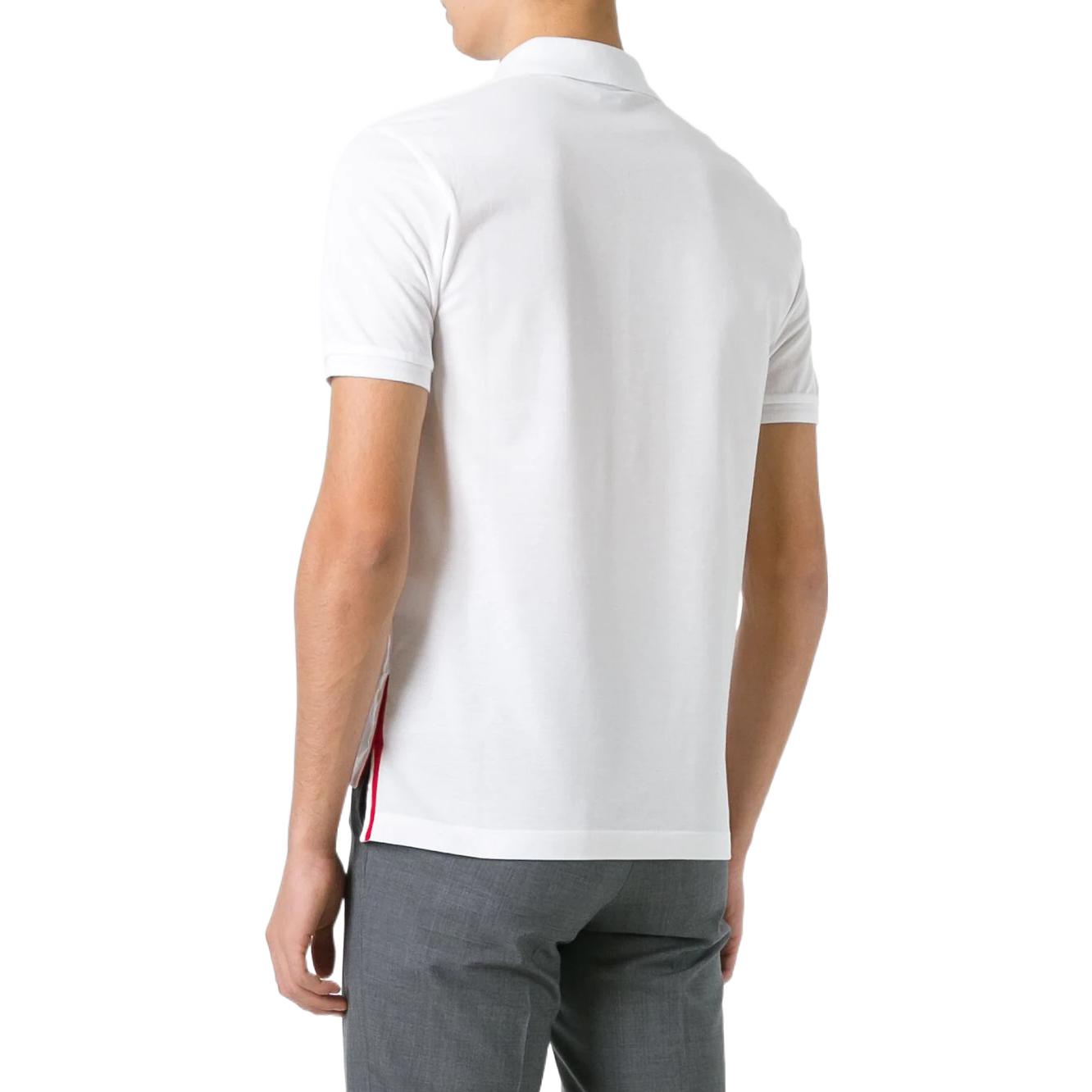 Shop トム ブラウン ホワイト 半袖 ポロシャツ サマー エッセンシャルズ MJP022A-01455-100