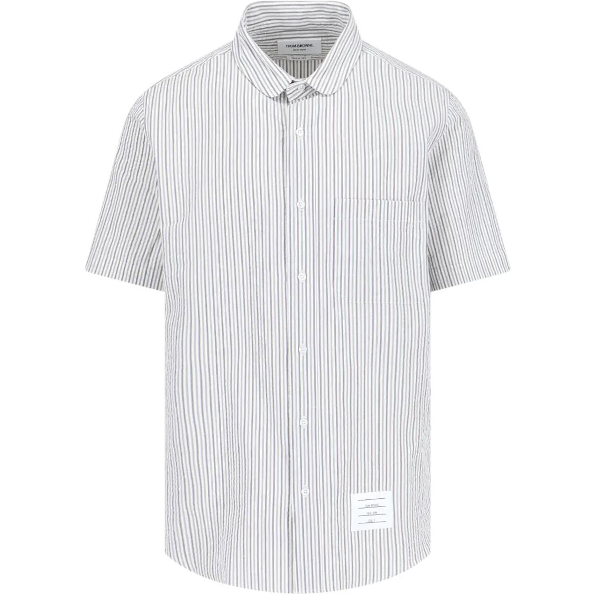 Thom Browne  White Short-Sleeve Shirt with Striped Collar. MWS314A-F0586-045 圖 2