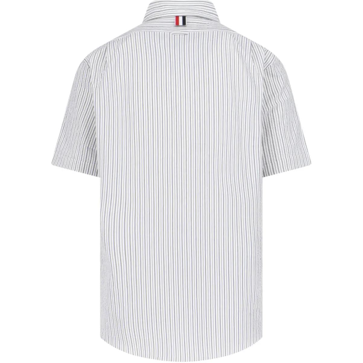 Thom Browne  White Short-Sleeve Shirt with Striped Collar. MWS314A-F0586-045 圖 3