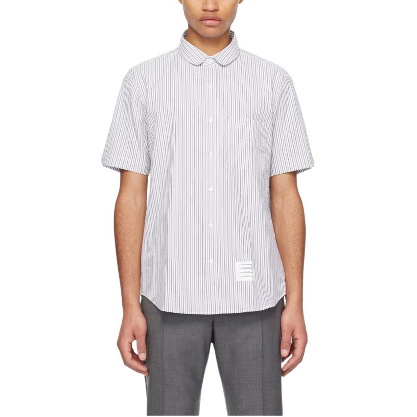 Thom Browne  White Short-Sleeve Shirt with Striped Collar. MWS314A-F0586-045 圖 4