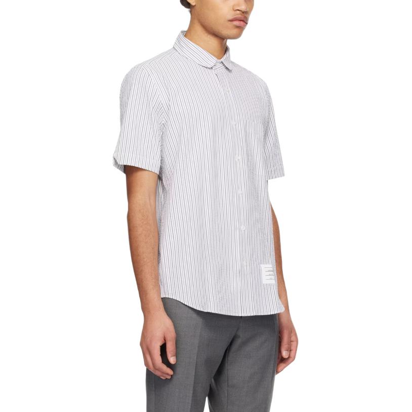 Thom Browne  White Short-Sleeve Shirt with Striped Collar. MWS314A-F0586-045 圖 5