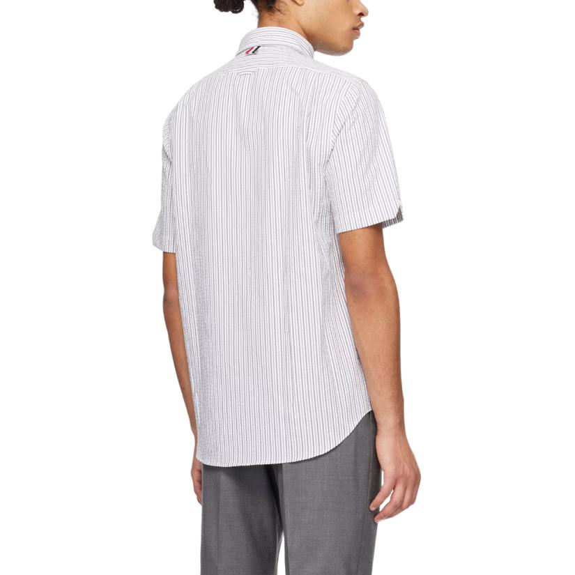 Thom Browne  White Short-Sleeve Shirt with Striped Collar. MWS314A-F0586-045 圖 6