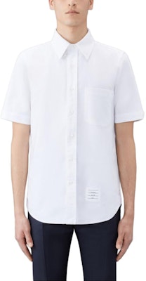 THOM BROWNE 白色短袖釦領襯衫 - 極簡舒適設計 MWS239E-F0313-100 Buy THOM BROWNE 白色短袖釦領襯衫 - 極簡舒適設計 MWS239E-F0313-100
