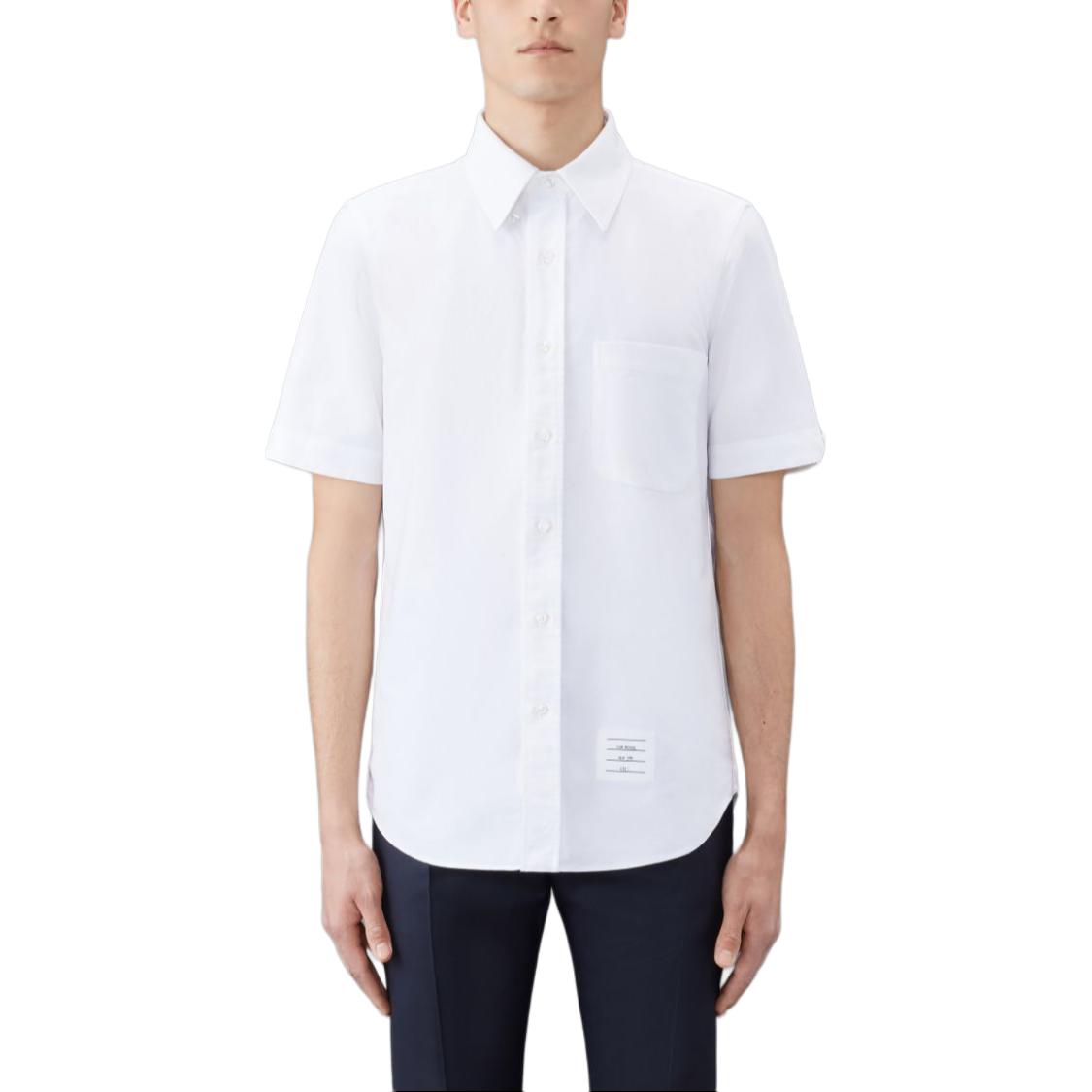 Order THOM BROWNE 白色短袖釦領襯衫 - 極簡舒適設計 MWS239E-F0313-100