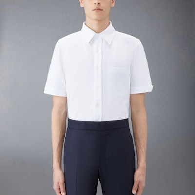 THOM BROWNE 白色短袖釦領襯衫 - 極簡舒適設計 MWS239E-F0313-100 Lookbook THOM BROWNE 白色短袖釦領襯衫 - 極簡舒適設計 MWS239E-F0313-100