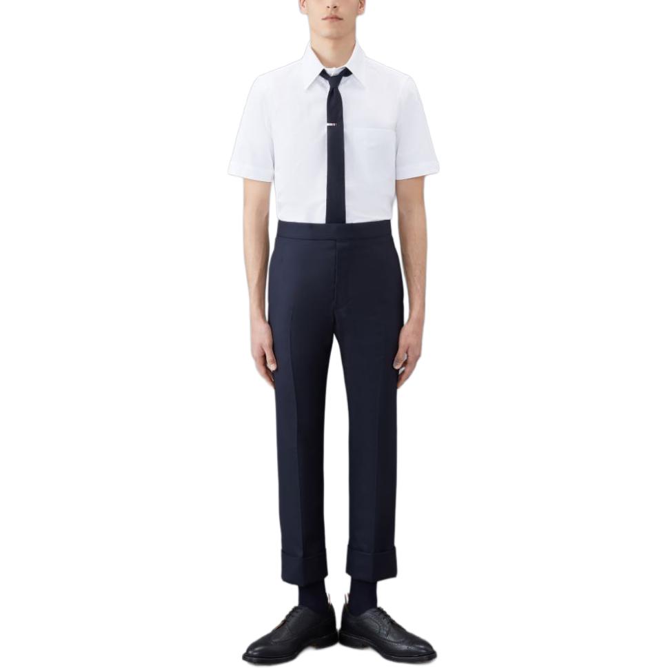 Details for THOM BROWNE 白色短袖釦領襯衫 - 極簡舒適設計 MWS239E-F0313-100