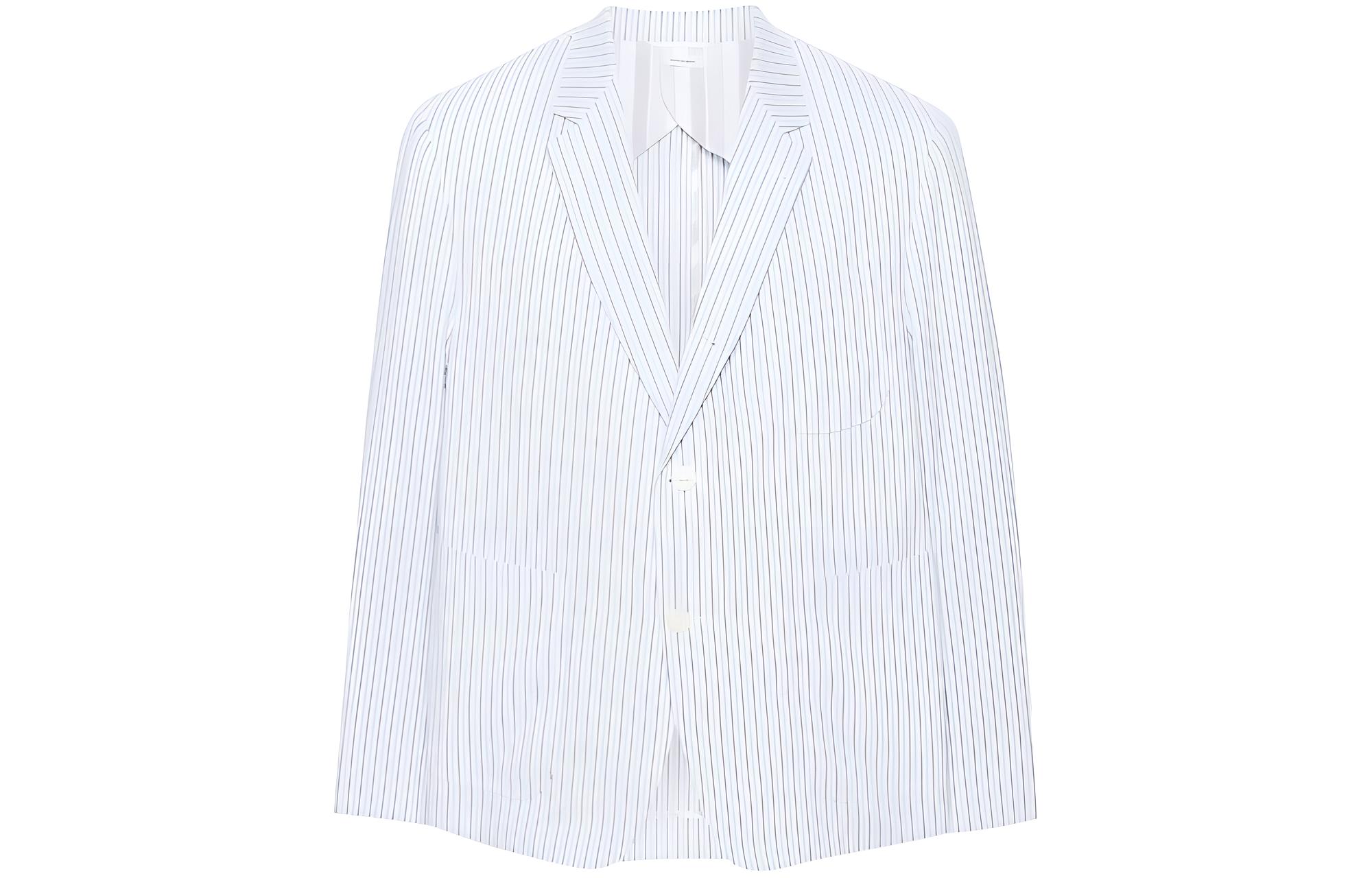 Thom Browne  White Single-Breasted Stripe Blazer Jacket. MJC196H-F0586-480