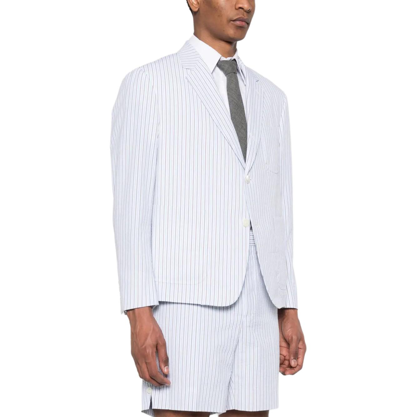 Thom Browne  White Single-Breasted Stripe Blazer Jacket. MJC196H-F0586-480 圖 5