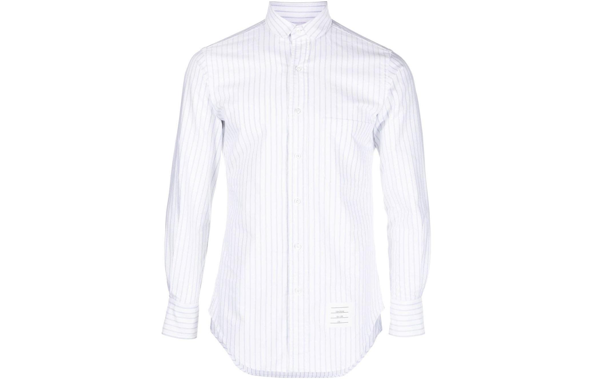 THOM BROWNE  White Slim Fit Long Sleeve Shirt with Stripe Details MWL202A-F0013-450 圖 2