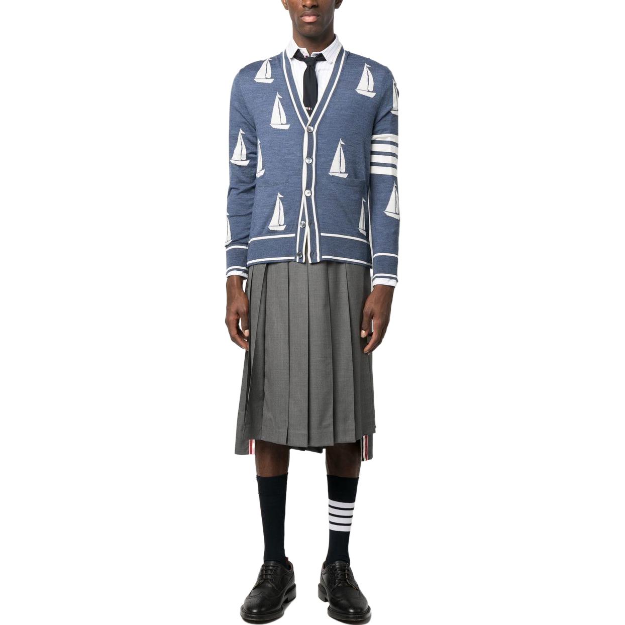 THOM BROWNE  White Slim Fit Long Sleeve Shirt with Stripe Details MWL202A-F0013-450 圖 3