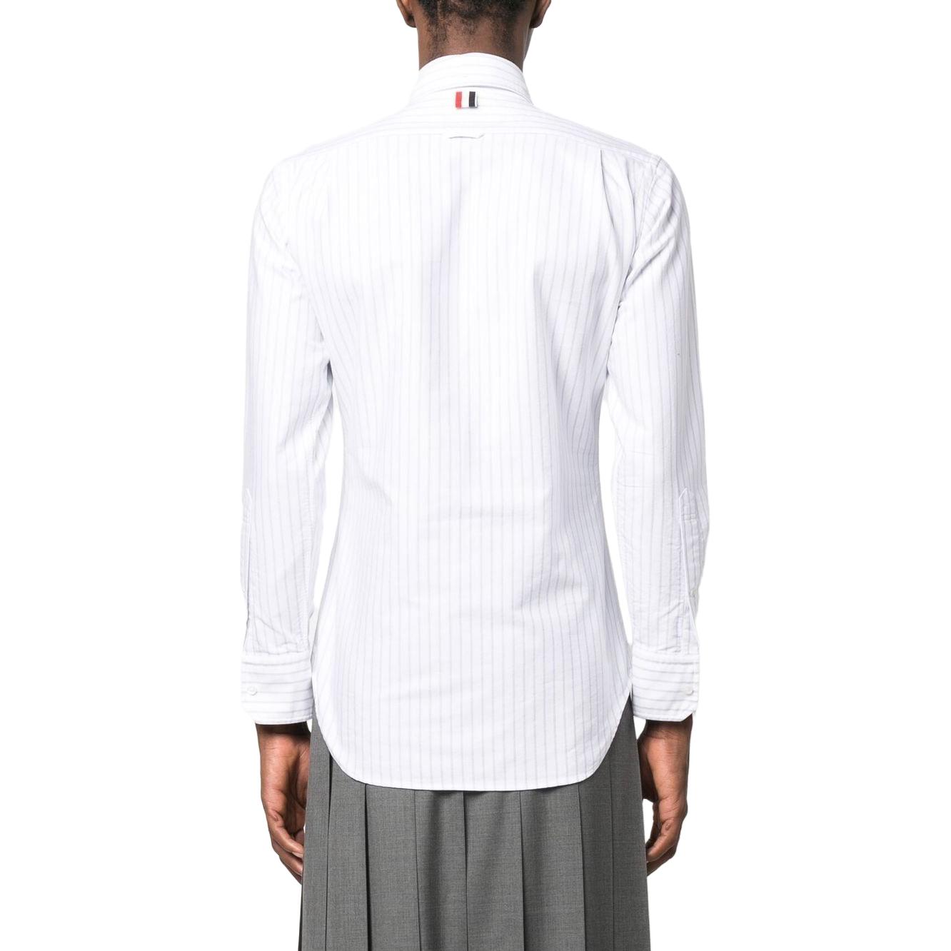 THOM BROWNE  White Slim Fit Long Sleeve Shirt with Stripe Details MWL202A-F0013-450 圖 4