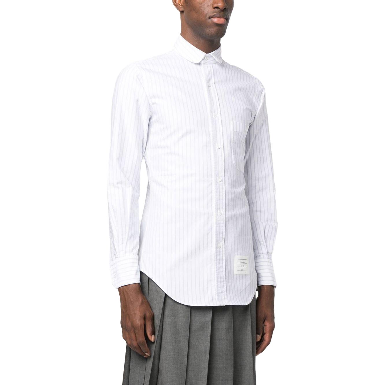 THOM BROWNE  White Slim Fit Long Sleeve Shirt with Stripe Details MWL202A-F0013-450 圖 5