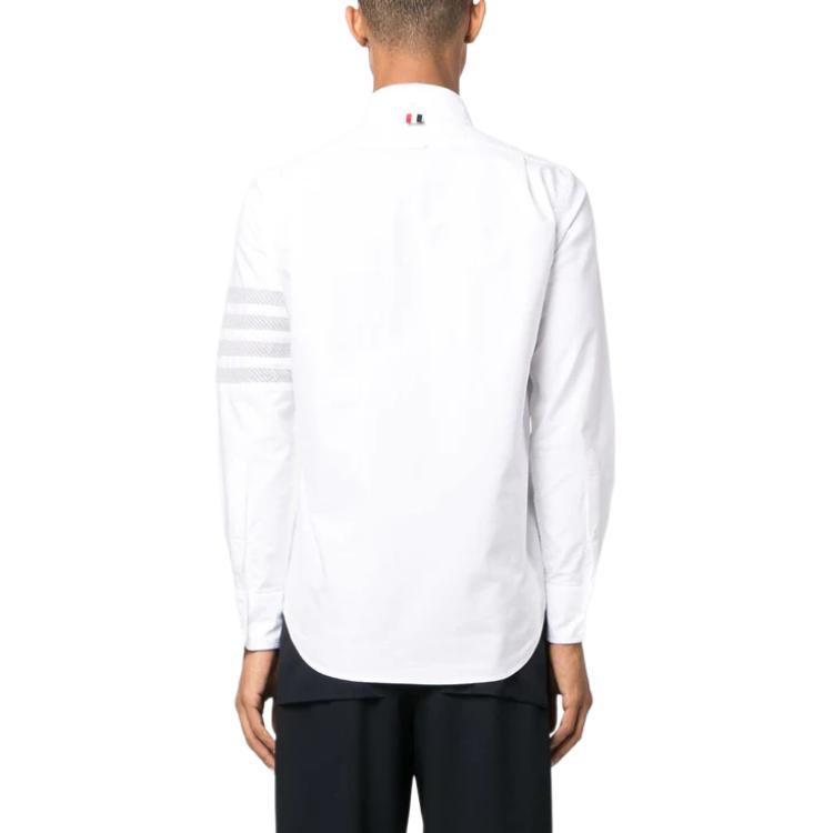 THOM BROWNE  White SS24 Classic 4-Stripe Button-Up Loose Fit Shirt MWL374C-F0591-100 圖 4