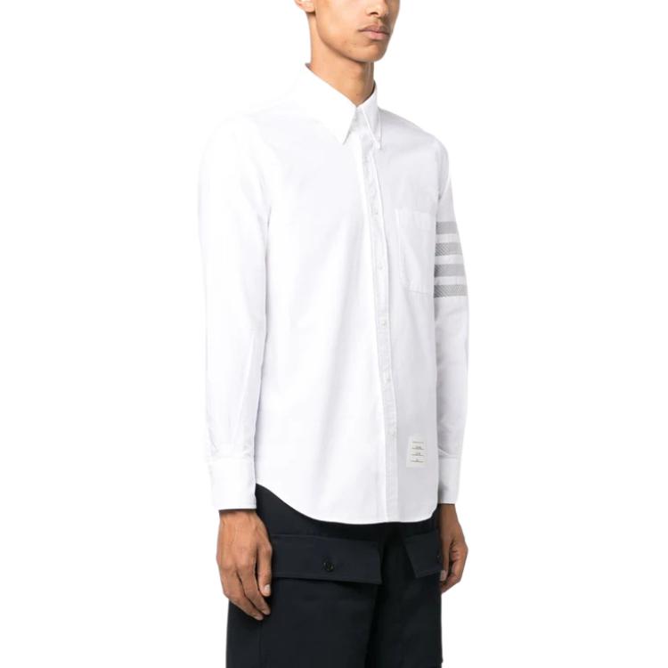 THOM BROWNE  White SS24 Classic 4-Stripe Button-Up Loose Fit Shirt MWL374C-F0591-100 圖 5
