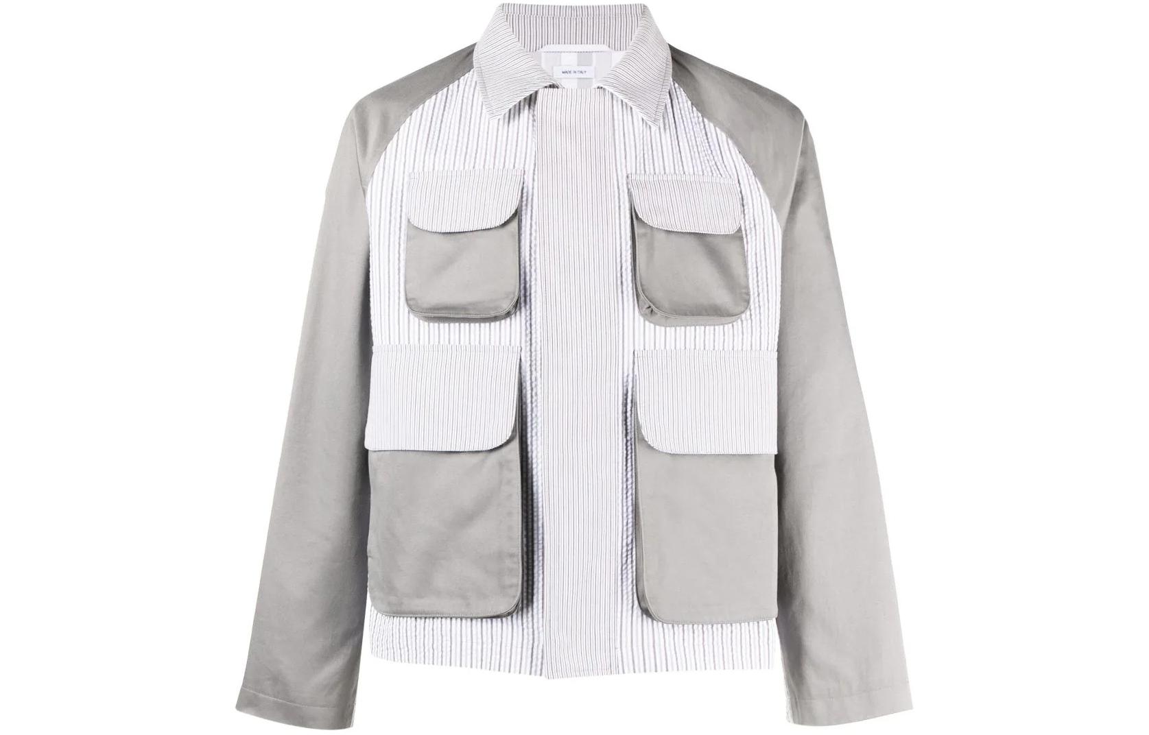 Thom Browne  White Stripe Collar Long-Sleeve Jacket MOT084C-F0586-045
