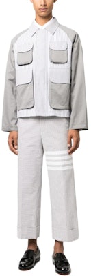 Thom Browne Chaqueta de Manga Larga con Cuello de Rayas Blancas MOT084C-F0586-045 Lookbook Thom Browne Chaqueta de Manga Larga con Cuello de Rayas Blancas MOT084C-F0586-045