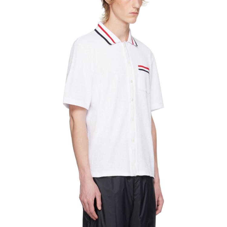 Thom Browne  White Stripe Collar Short-Sleeve Fitted Shirt. MJS260A-J0153-100 圖 4