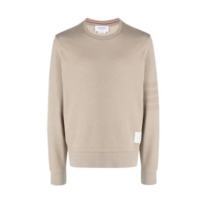 THOM BROWNE White Striped Crewneck Sweater Long Sleeve MKT383A-06910-265