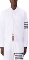 THOM BROWNE White Striped V-Neck Button Casual Knit Cardigan Sweater MJT436A-J0155-100 THOM BROWNE White Striped V-Neck Button Casual Knit Cardigan Sweater MJT436A-J0155-100